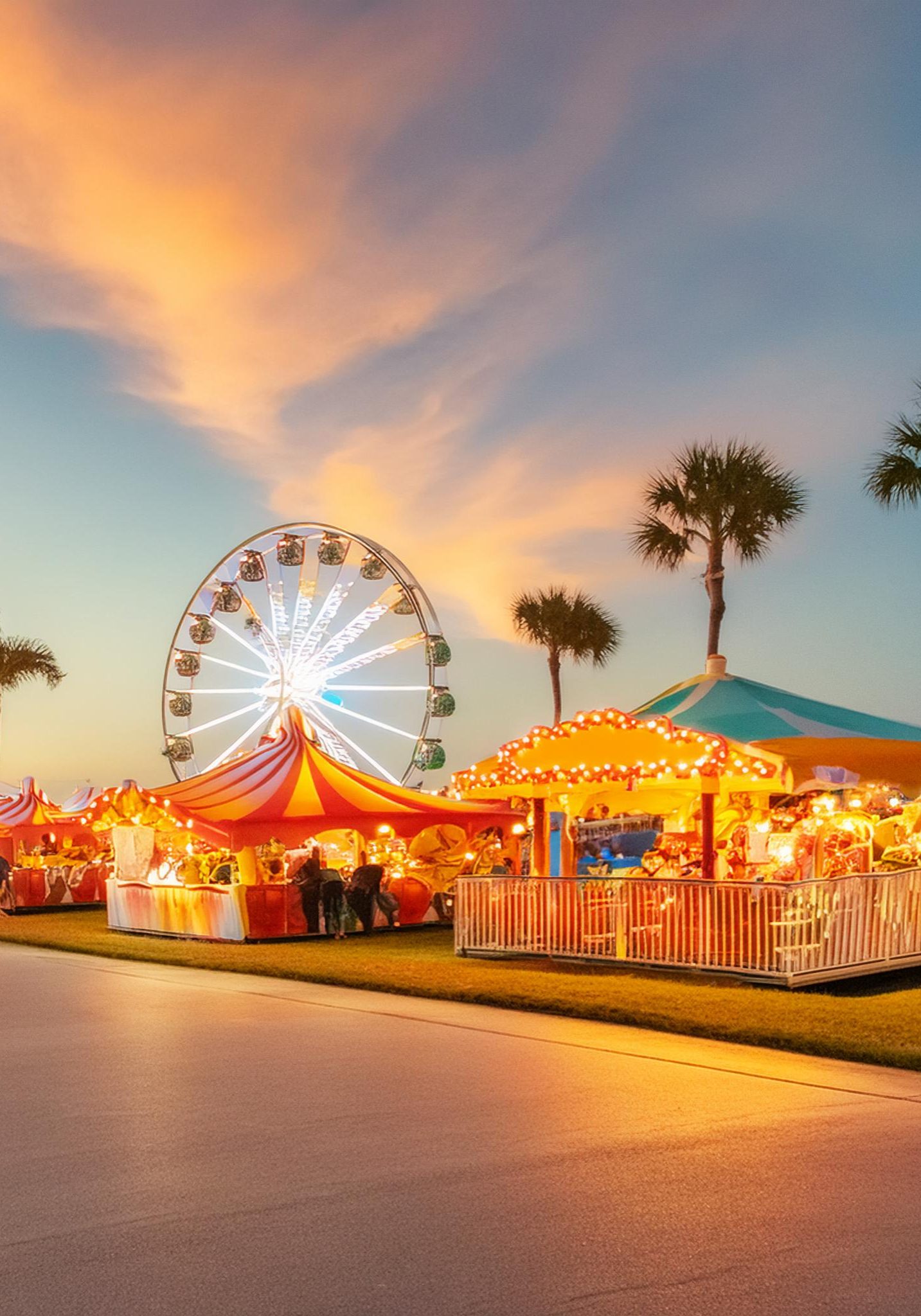 Firefly I need an image of a carnival in Florida with midway games and rides, but do not picture a F